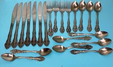 United Silver Acadia Stainless  Flatware Set Of 22: Knives, Forks, Tea Spoons PO