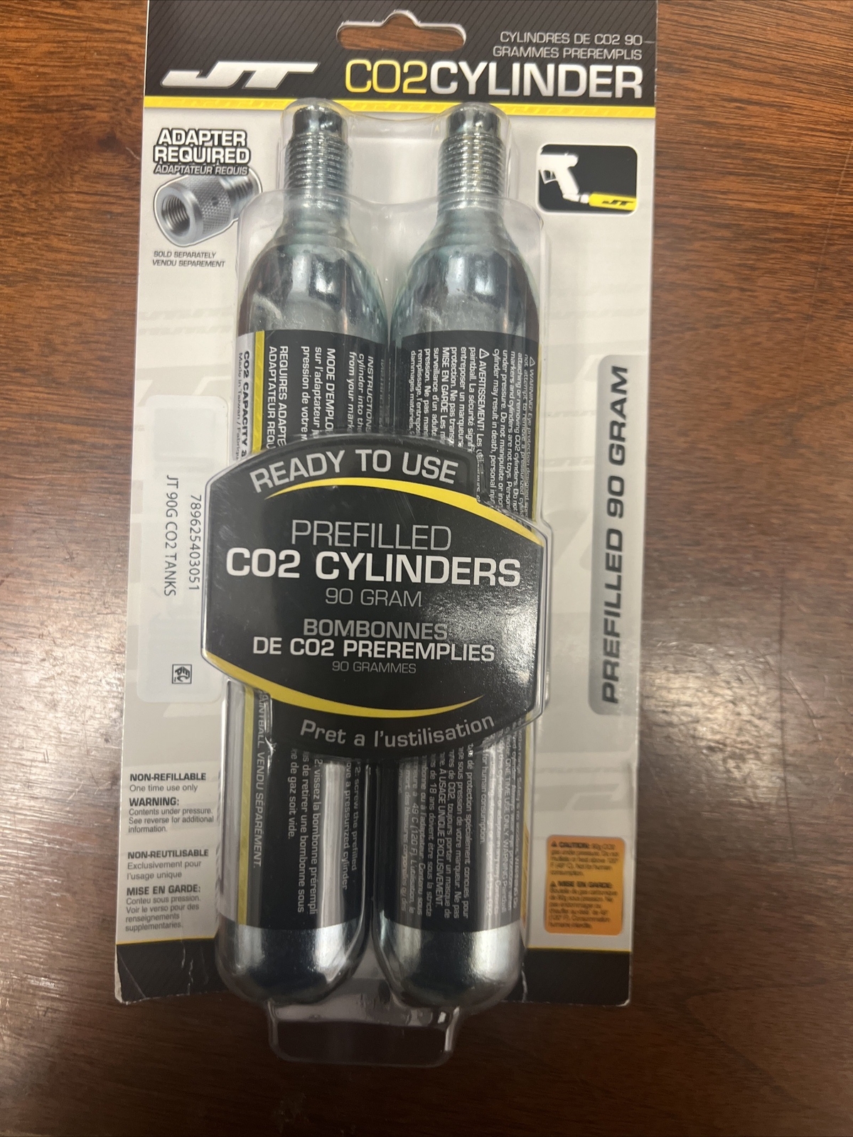 JT CO2 Cylinder, 2 pack, NIP, 90 gram, Prefilled cylinders, Paintball