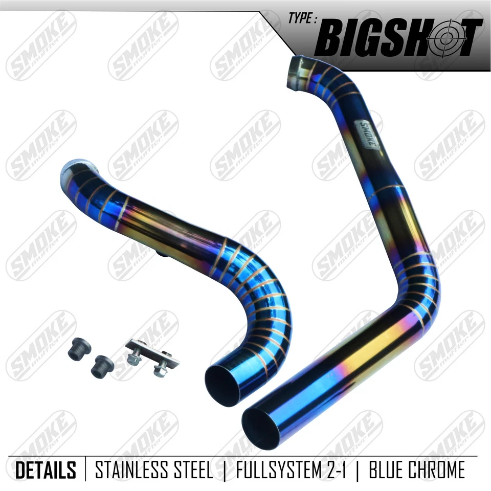 Escape apto para Harley Davidson FAT BOB 2018-2024 sistema completo color azul acero inoxidable Foto 4 de 4
