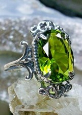 5ct Sim Peridot Sterling Silver Gothic Leaf Filigree Made To Order D 84