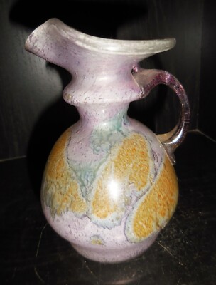 VINTAGE USA ART GLASS BUD VASE AMETHYST HIPPIE LOOKING DESIGN NR