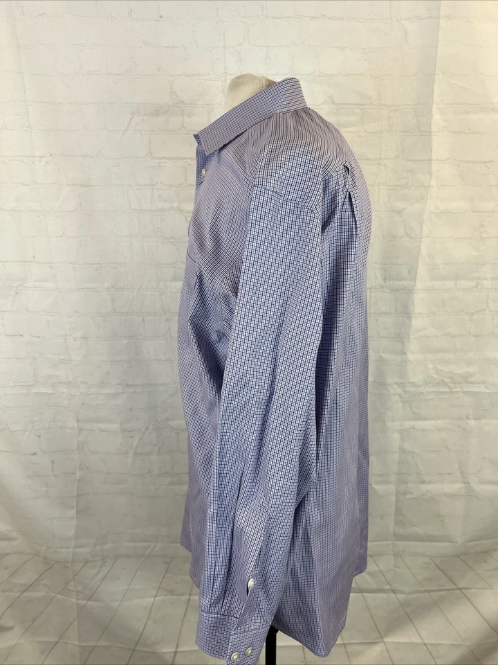 Черный коричневый 1826 мужчин фиолетовый клетку хлопок платье рубашка 17 - 33 $98 - Изображение 4 из 4