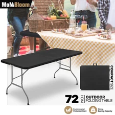 6 Ft Foldable Indoor Plastic Dining Table Outdoor Portable Picnic Desk w/Handle