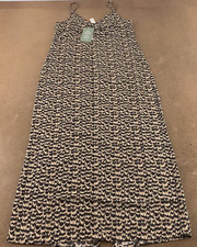 H&M Womens Sundress Brown Maxi Slit V Neck Sleeveless Spaghetti Strap Boho S New