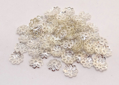 Perlenkappen 6 mm silber gold bronze copper black Blume Spacer Schmuck Endkappe