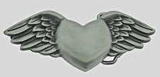 Heart Shaped Belt Buckle Wild at Heart Gray Brushed Vintage Metal Men Women New