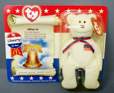 1996 Ty American Trio Beanie Baby Babies McDonalds Mini Libearty the Flag  Bear