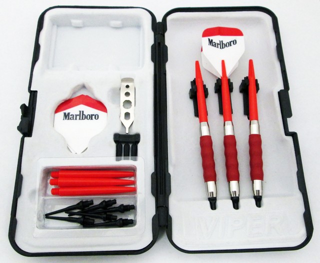 Red Marlboro Standard Rubberized Sure Grip Soft Tip Dart Set + Case 16