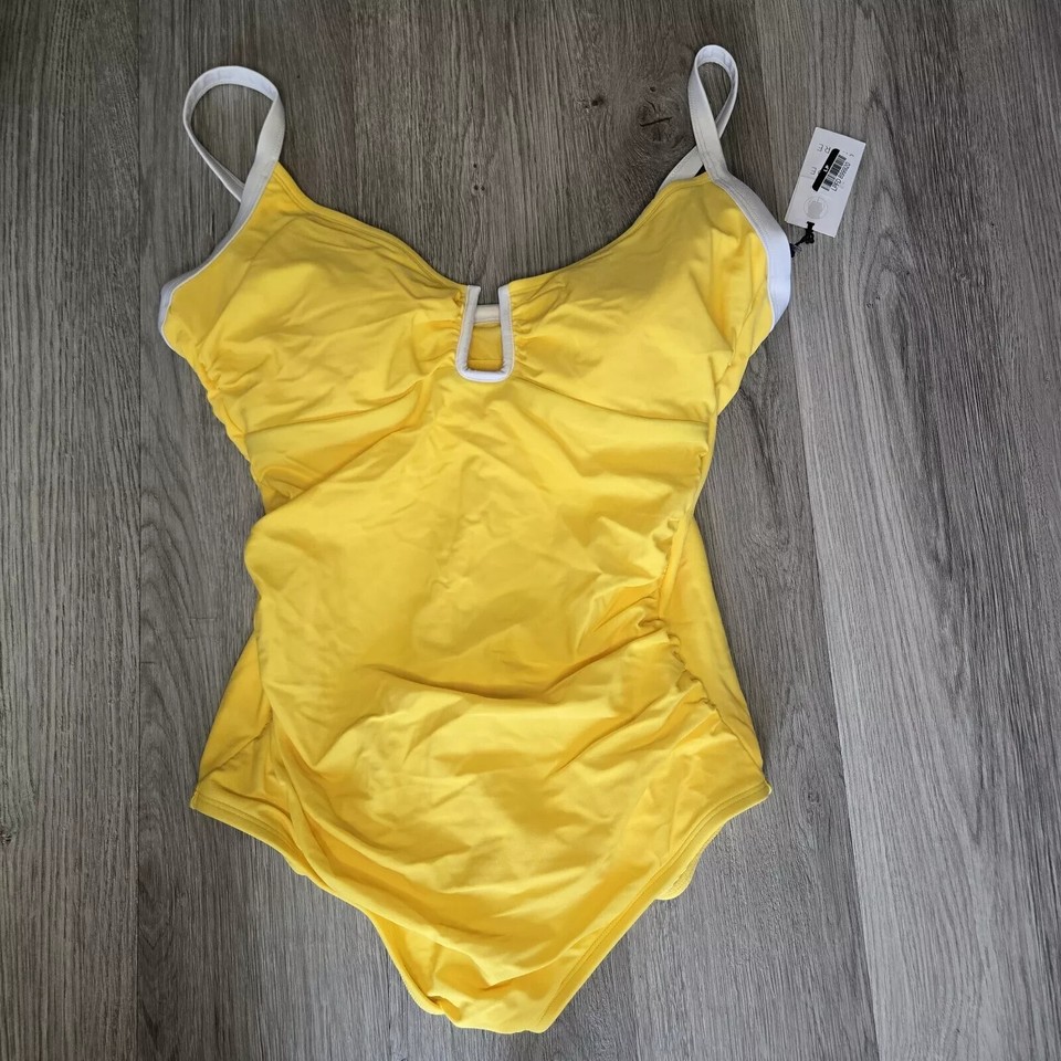Shade & Shore Bright Yellow OnePiece Swimsuit Bathing Suit Size 16 NWT — free download
