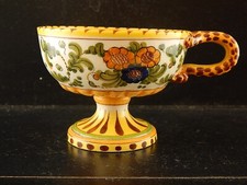 ANTICA TAZZA MAIOLICA CERAMICA POLICROMA FANTECHI ANSA A SERPE PRIMO 900 #8904