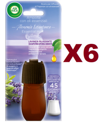 6 AIR WICK LAVENDER AMPOULE REFILL DIFFUSER FRAGRANCES WITH ESSENTIAL OILS 20ML