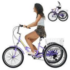 MOONCOOL Triciclo Plegable Adulto 20 Pulgadas 7 Velocidades 3 Ruedas Plegable Triciclo Bicicleta