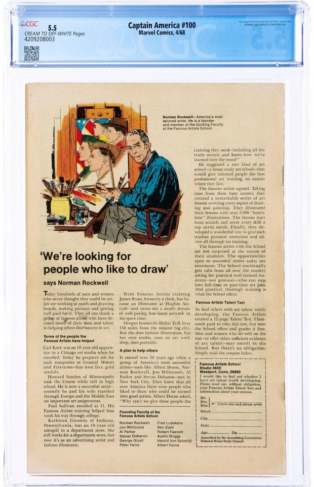 🔥 Captain America #100 CGC 5.5 1968 Key Classic Cover! 1st Solo Book Silver Age - Image 2 of 4