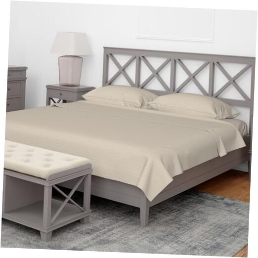 Double Brushed Microfiber Bed Sheets, 2000 T Soft Sheet Set, 4Pcs Queen Beige