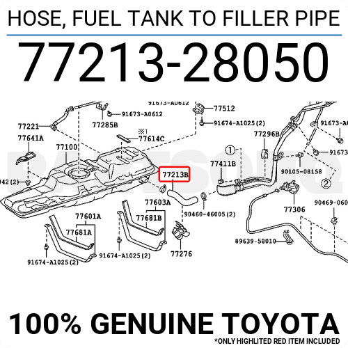 7721328050 Genuine Toyota HOSE FUEL PIPE 77213-2 FILLER Fixed price Free Shipping New for sale TO TANK