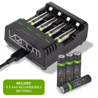 Wiederaufladbare AAA-Batterien mit hoher Kapazität plus Ladestation - enthält 8 x AAA