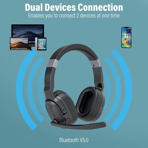 Mpow Trucker Bluetooth 5.0 Wireless Headset + Noise Cancelling Mic For Phones PC - Picture 10 of 19