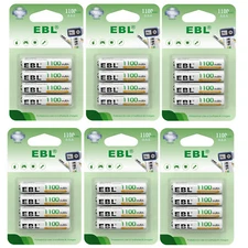 EBL 1.2V AAA Rechargeable Batteries 1100mAh Ni-MH Triple A Battery Toys RC LOT