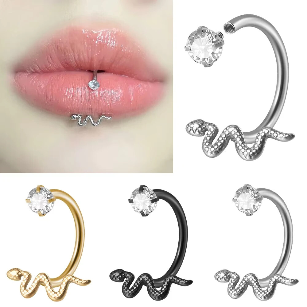Medusa Piercind Cubic Zirconia Pave Nose Septum Clicker Ring
