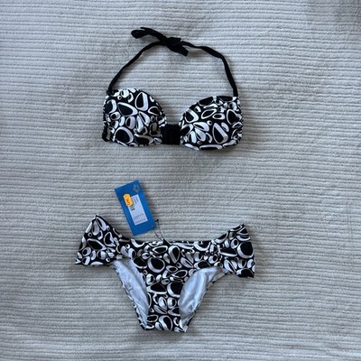 Arena Damen gepolsterter Neckholder Bikini - Schwimmen - schwarz/weiß - 32/UK8-10 neu mit Etikett