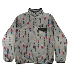 Patagonia Synchilla Fleece Pullover Arrow Print Snap-T Jacket Grey Women  s Sz M