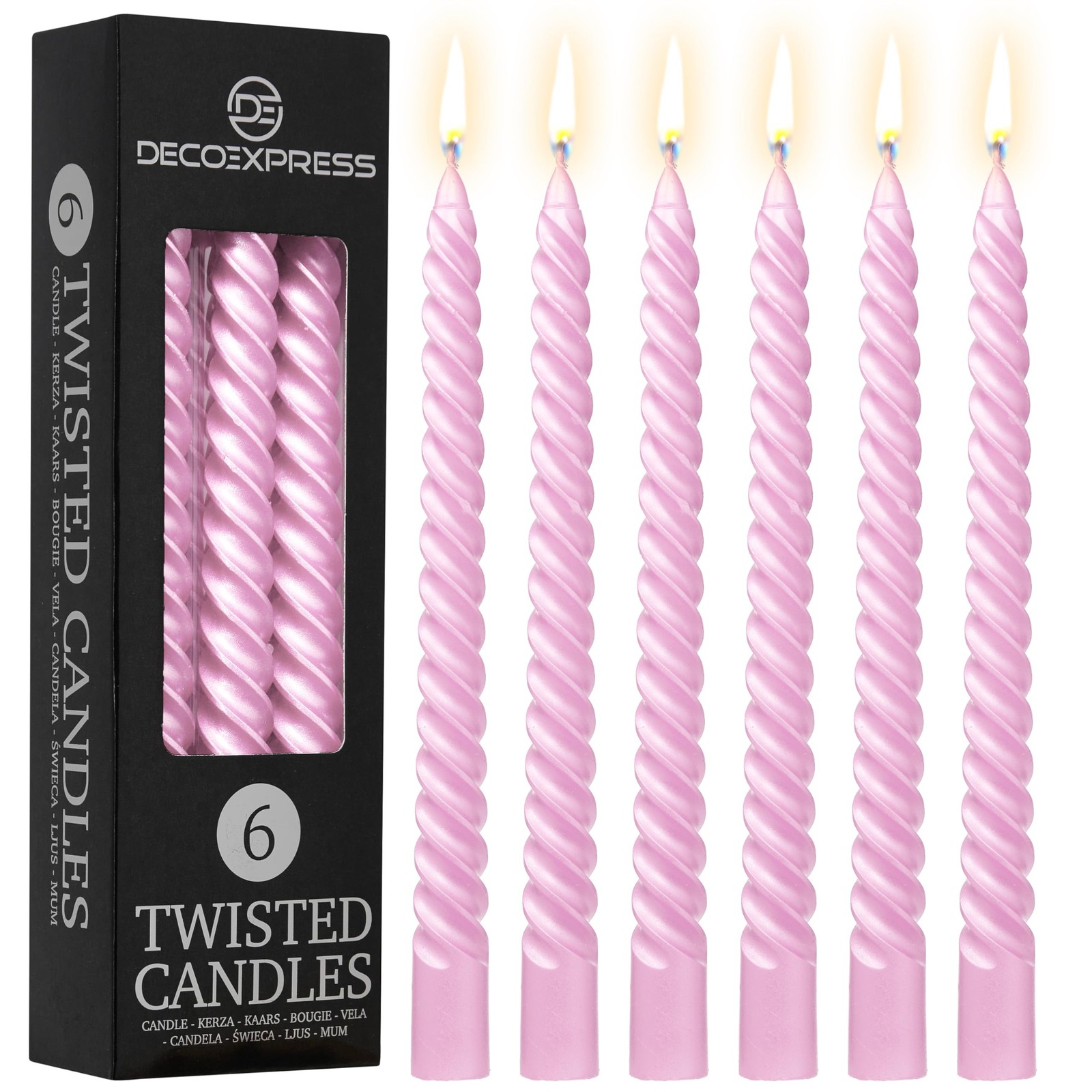 Bougie Torsadée Anti-Gouttes Lot de 6 Chandelles Longue Durée en Cire Fine