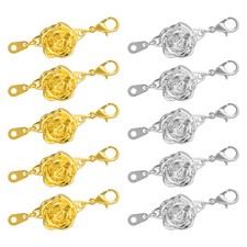 10Pcs Magnetic Jewelry Clasps Rose Magnetic Locking Lobster Clasps, Gold/Silver
