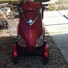 Red 3-Wheeled Electric Mobility Scooter with Headlights  Adjustable Seat