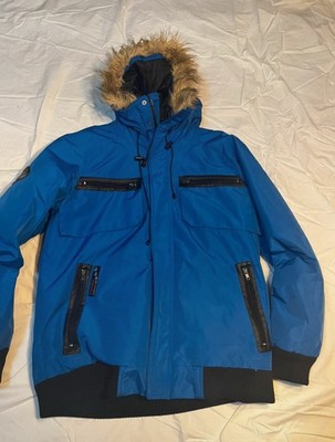 Canada Weather Super Triple Goose Jacke Mantel Blau Parka Herren Größe L