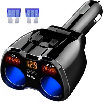 150W Zigarettenanzünder Verteiler, USB C Auto KFZ Ladegerät Adapter 12V/24V S...