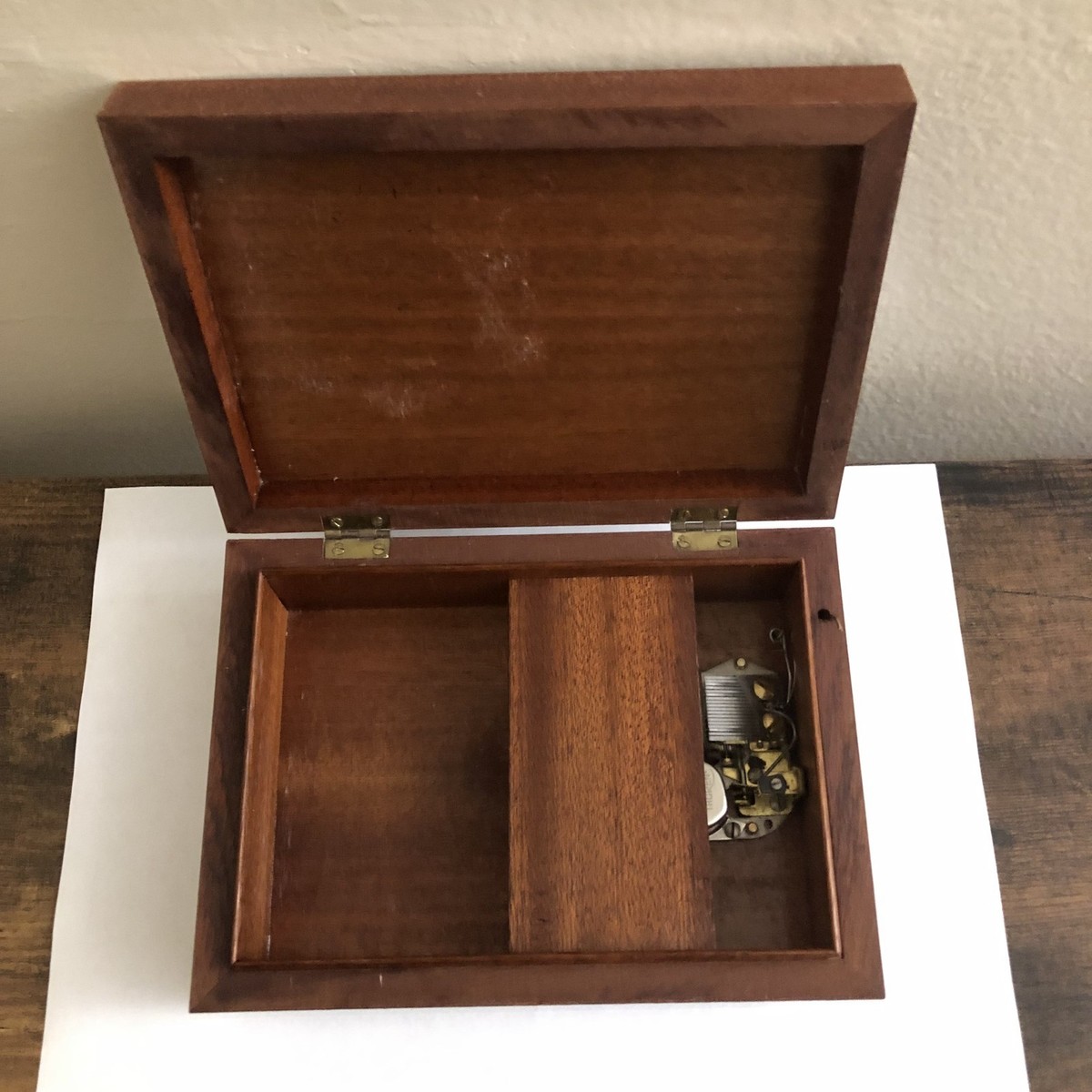 Vintage Thorens Swiss Music Box Wooden Jewelry Box Alps Landscape