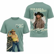 New Miranda Lambert Postcards From Texas 3D T-shirt All Size S to 5XL 2F985