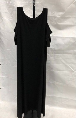 Chelsea & Theodore Woman's Black Solid Cold Shoulder Maxi Dress Size 1X |  eBay