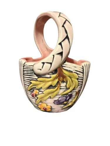 Vintage Pink Hull Pottery Basket Blossom Flite 1955 T2 Candy Dish Vase