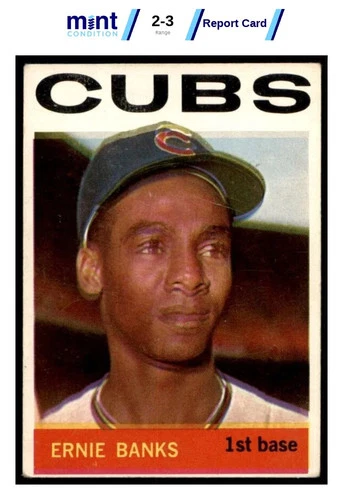 1964 TOPPS ERNIE BANKS 55 VG MCG 3 DOUBLE TRANSFER BASEBALL CHICAGO CUBS