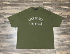 Essentials Fear Of God Tshirt Mens Large Army Green Boxy Crewneck Shirt