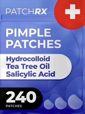 PatchRx Pimple Patches for Face (240 Patches), Hydrocolloid Acne w/ Tea Tree Oil