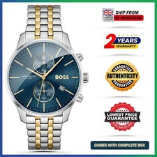 HUGO BOSS Associate HB1513976 Two Tone Strap Blue Dial Chrono Mens Watch 42mm