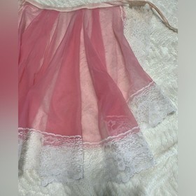 Vintage Betty Dain Sheer Pink Lace Apron Skirt Lingerie | One Size