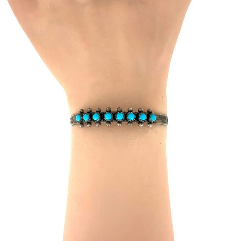 Native American Vintage Snake Eye Turquoise, Sterling Silver Cuff Bracelet