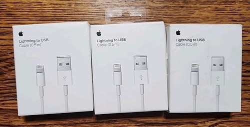 3 Pack Genuine Apple 0.5m 1.5ft Lightning to USB Charging Cable iPhone ME291AM/A