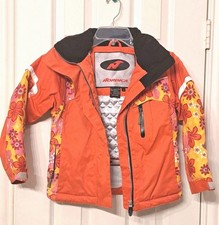 Girls Nordica Ski Jacket Detachable Hood, Pockets, Zippers Magnet Dots Size 4