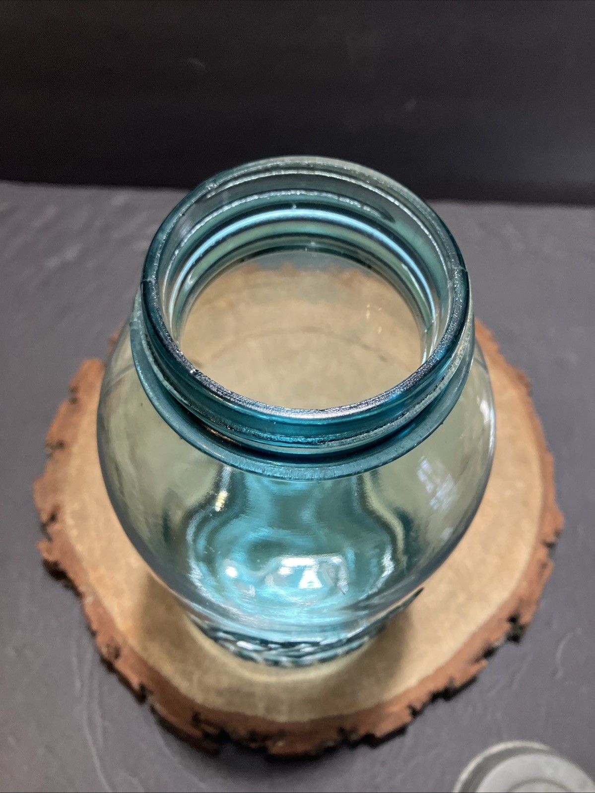 Antique 1915-1923 BALL PERFECT MASON BLUE HALF GALLON Canning Jar-Mold #7  W/lid