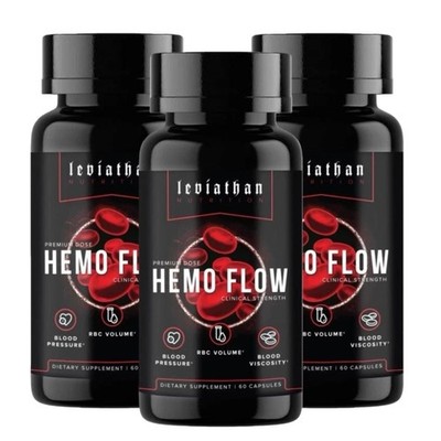 3Pcs Leviathan Nutrition Hemo Flow Supplement Nattokinase with forNitric Oxide