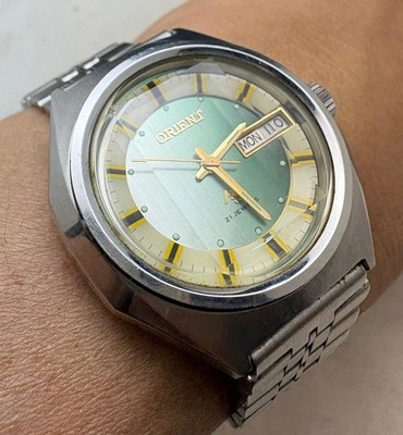 1970s Orient Hi-Case Automatic 5-Face Cut Glass Watch