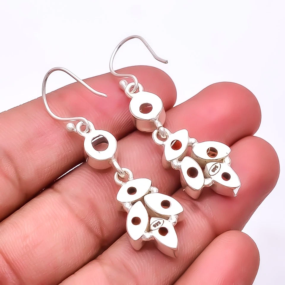 Golden Rutilated Quartz Multi Collet 925 Sterling Silver Earring 2.03" E19 - Image 2 of 4