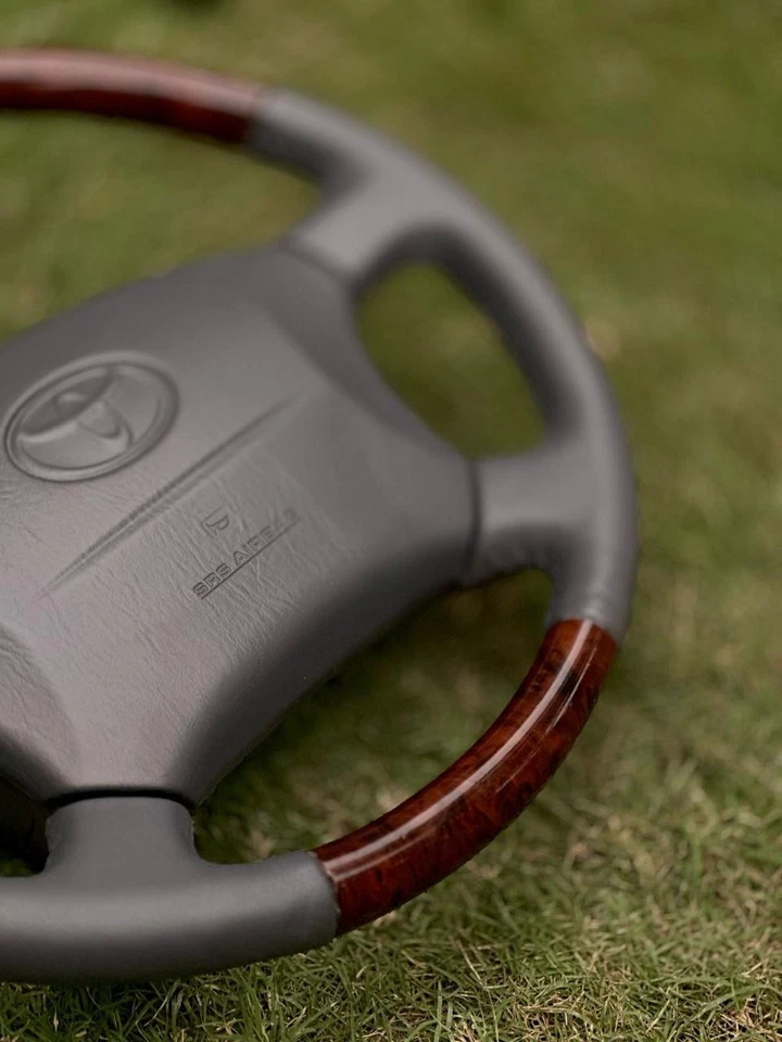 Toyota Land Cruiser 100 Series Lexus LX470 Steering Wheel Wood Grain - Image 2 of 4