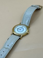 GUESS Gold Tone Quartz Watch Cream Embossed Leather Band. Vintage. 80’s. 
