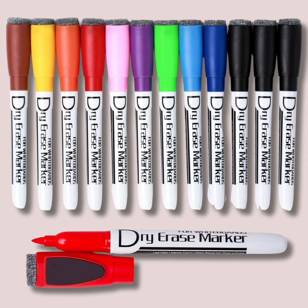 Magnetic Dry Erase Markers with Eraser Low Odor Fine Tip Whiteboard Pens Pack