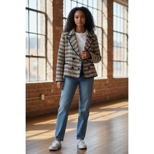 Talbots Petite 12P Boucl  Tweed Blazer  Double Breasted Quiet Luxury Jacket